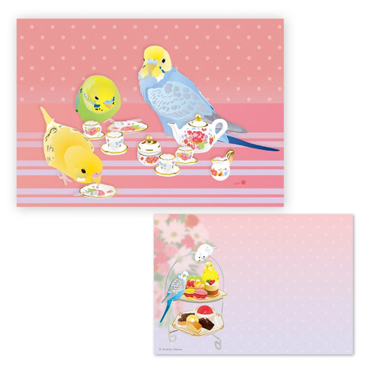 メモ帳 とりアート お茶会いんこ セキセイインコ