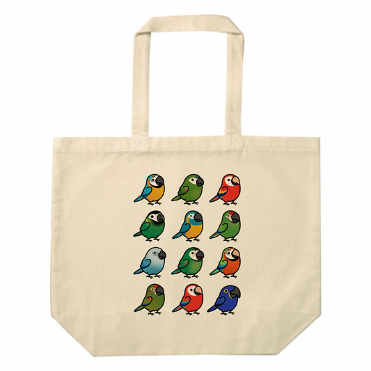 Chubby Bird コンゴウインコ大集合 スタンダードキャンバストートバッグ Lサイズ ナチュラル 12oz 受注製作 メーカー直送 クーポン利用不可