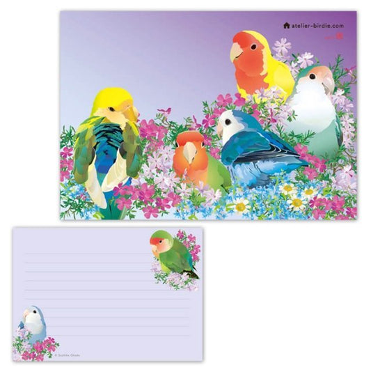 メモ帳 とりアート 春小桜 コザクラインコ