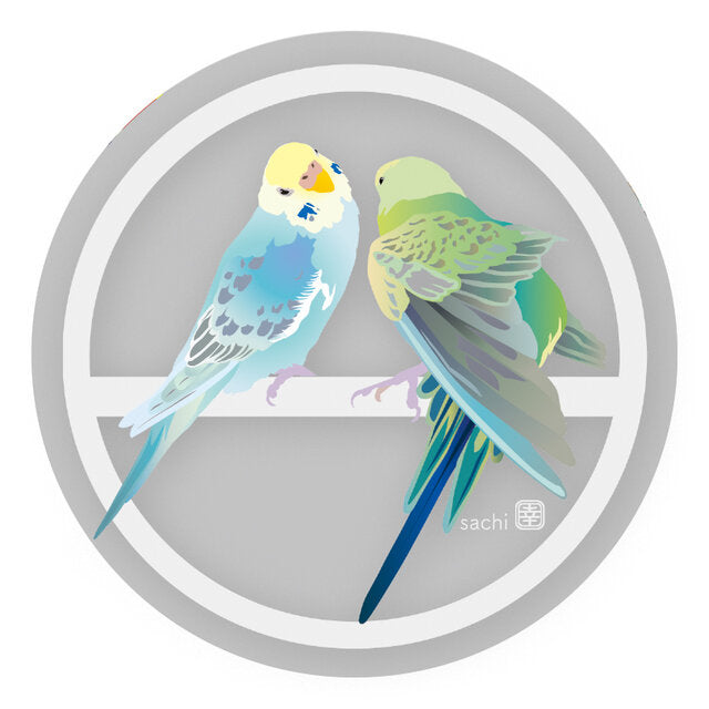 アクリルコースター とりアート セキセイインコ パステル