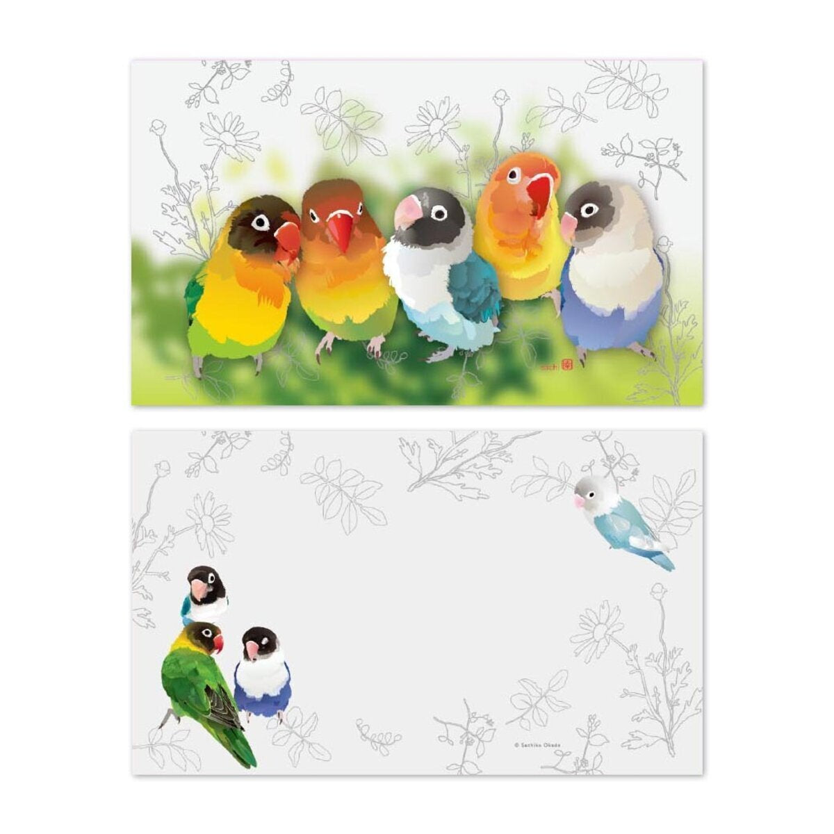 名刺サイズメモカード とりアート ボタンインコ