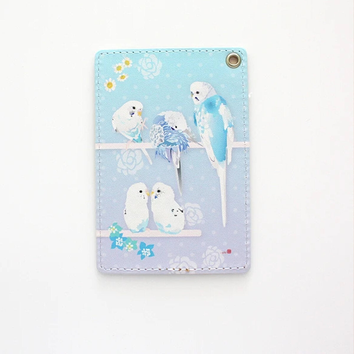 パスケース とりアート ゆめいろいんこ セキセイインコ