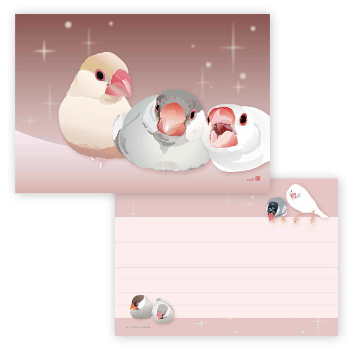 メモ帳 とりアート あったか文鳥