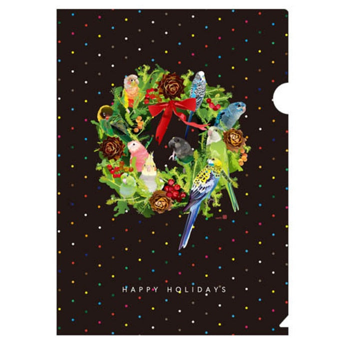 A4 クリアファイル とりアート クリスマス