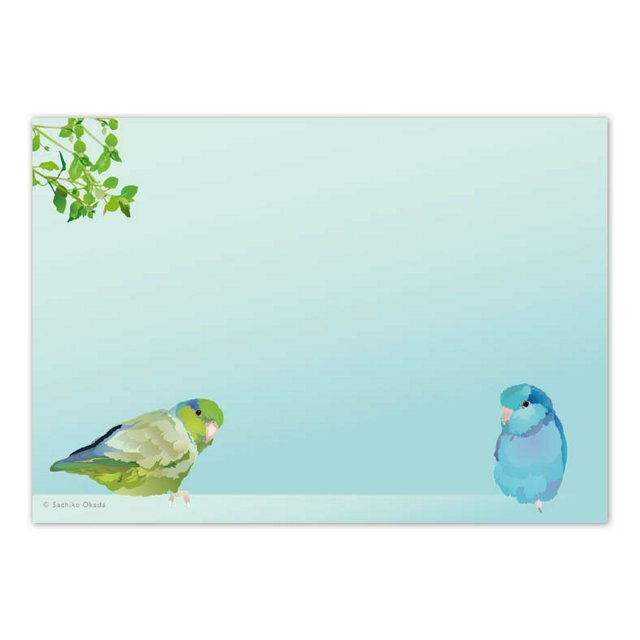 メモ帳 とりアート 花とまめ マメルリハ