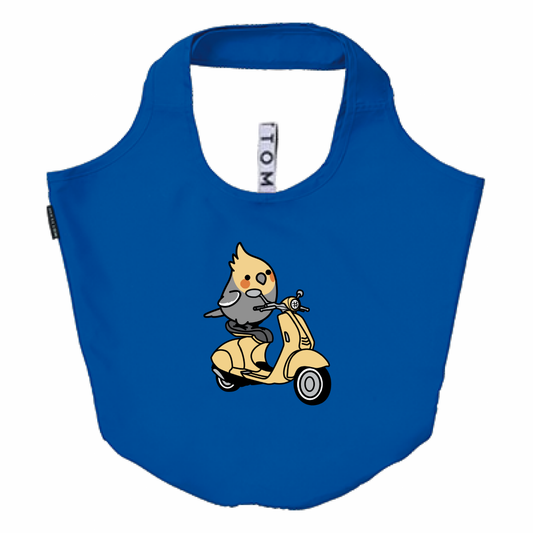 Chubby Bird エコバッグ バイクに乗ったオカメインコ ブルー ポリエステル 受注製作 メーカー直送 クーポン利用不可