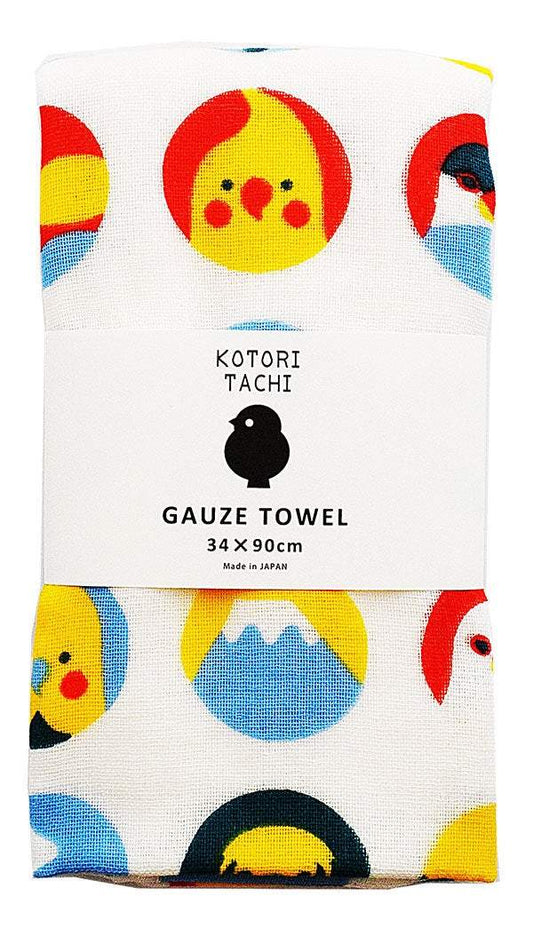 ガーゼフェイスタオル 【小窓からことりたち】 - 小鳥雑貨専門のお店 スウィート・バーディー・ブティック