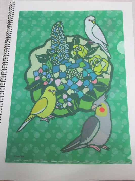 クリアファイル A4サイズ 緑の季節 セキセイインコ、文鳥、ボタンインコ、オカメインコ、オキナインコ、コザクラインコ   - 小鳥雑貨専門のお店 スウィート・バーディー・ブティック