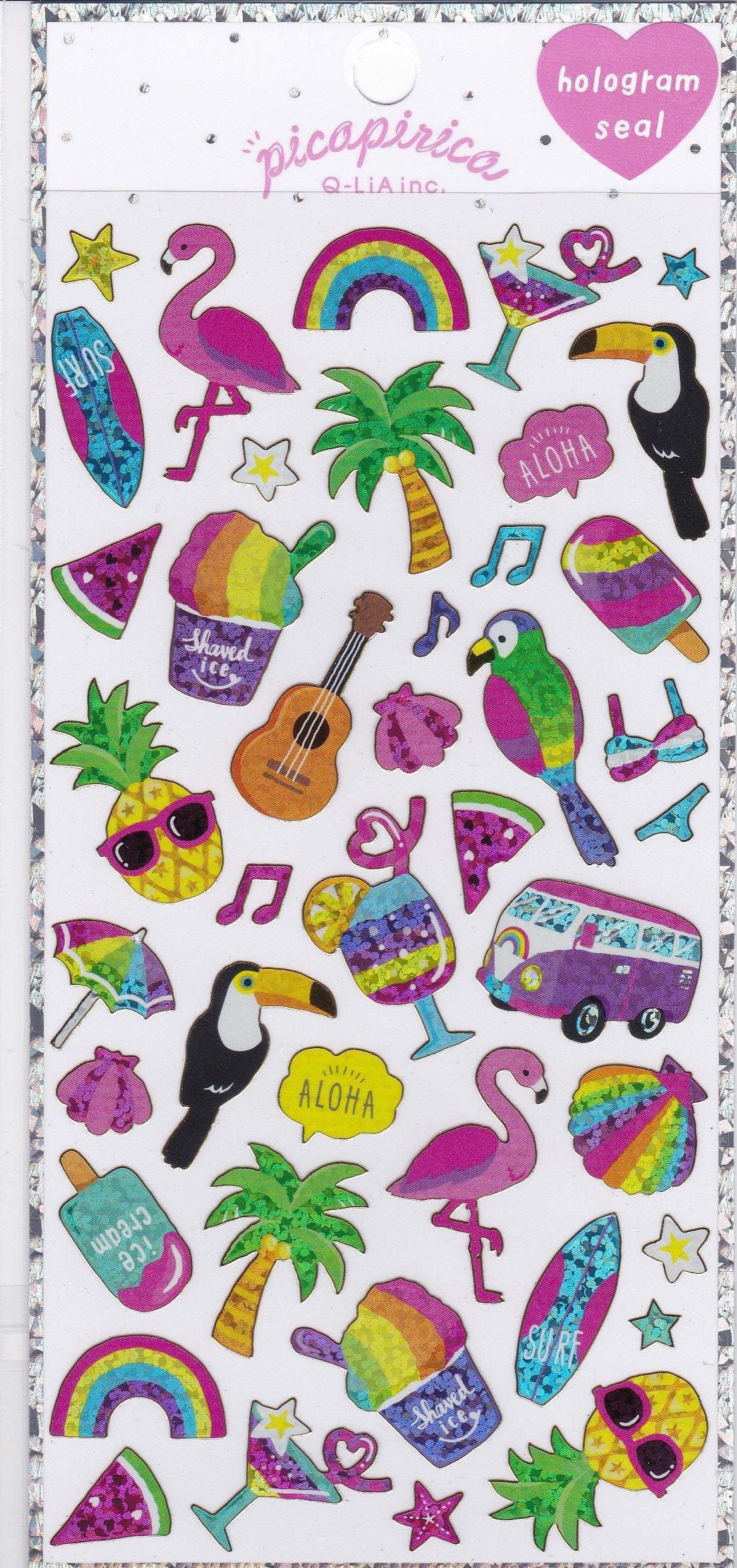 キラキラシール トロピカルな鳥さん フラミンゴ、オオハシ、オウム - 小鳥雑貨専門のお店 スウィート・バーディー・ブティック