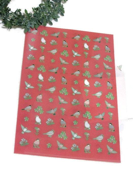 サトウユキエ A4 クリアファイル 文鳥づくし - 小鳥雑貨専門のお店 スウィート・バーディー・ブティック