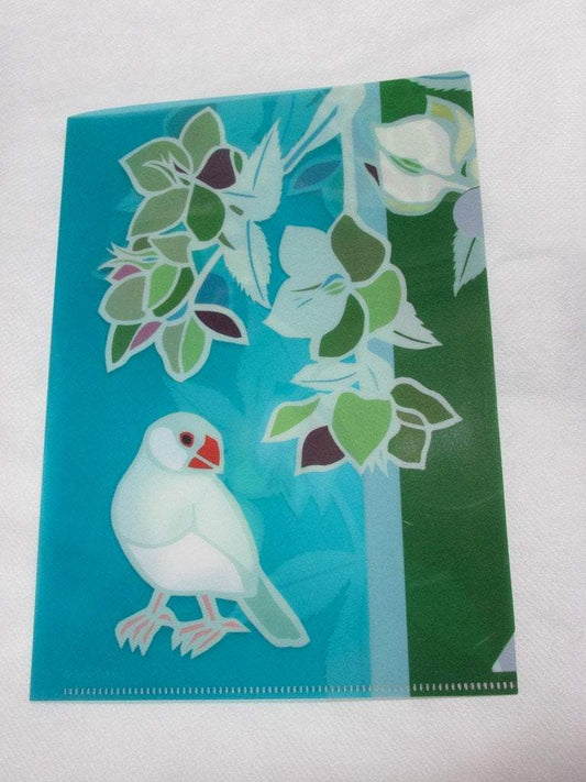 クリアファイル A5サイズ クリスマスローズと文鳥 - 小鳥雑貨専門のお店 スウィート・バーディー・ブティック