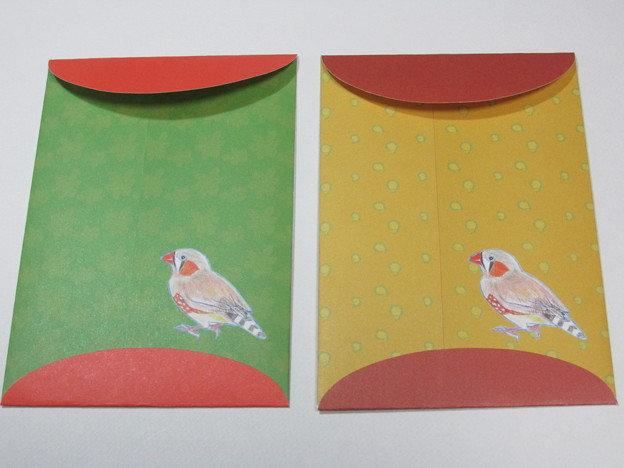 ぽち袋 フィンチ( コキンチョウ & キンカチョウ)色鉛筆画 - 小鳥雑貨専門のお店 スウィート・バーディー・ブティック