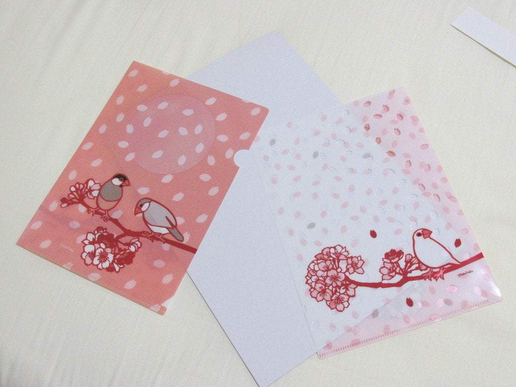 クリアファイル A5サイズ 桜 文鳥 - 小鳥雑貨専門のお店 スウィート・バーディー・ブティック