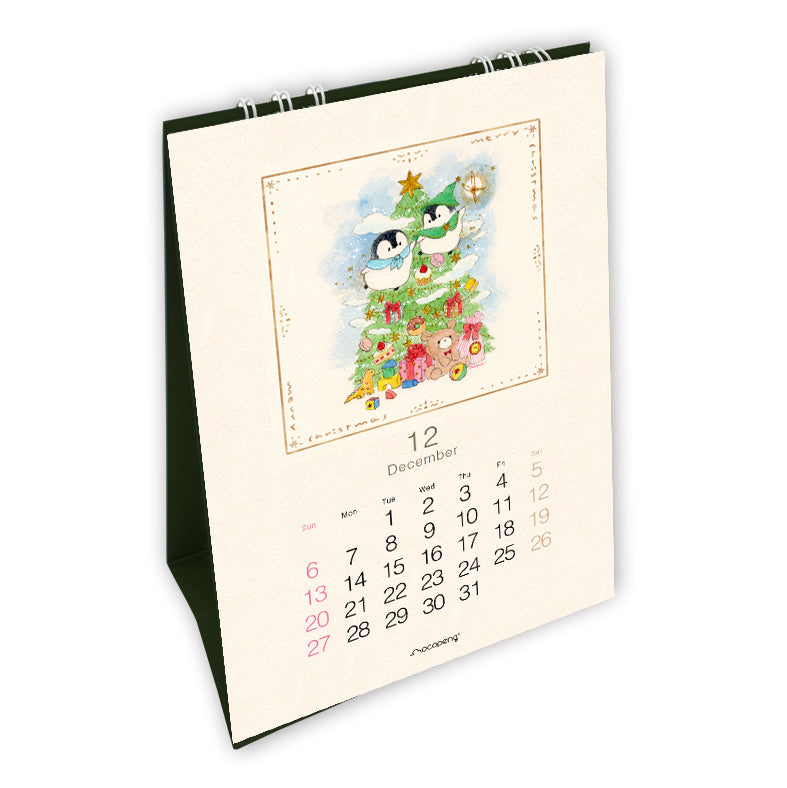 （予約販売）2026年版　もこぺん ツリーカレンダー 卓上縦長タイプ