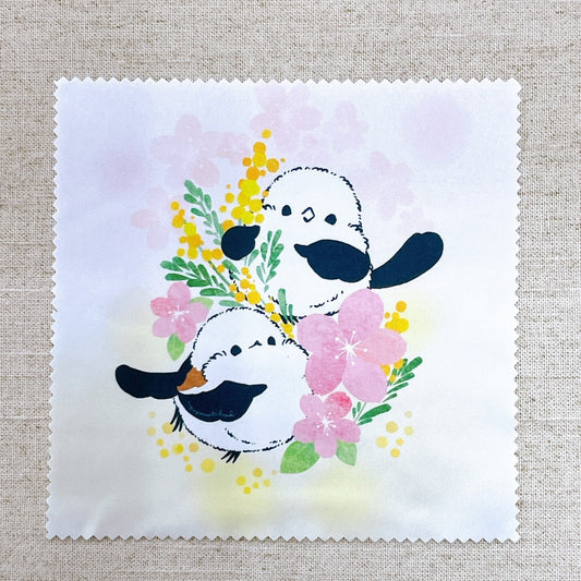 メガネ拭き　ミモザと桜とシマエナガ