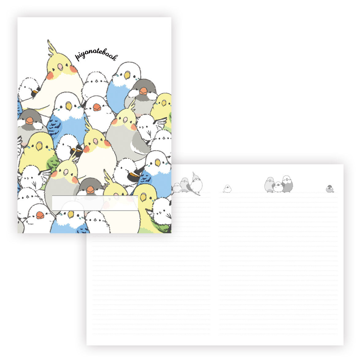 B5サイズノート　シマエナガのインコと文鳥がいっぱい　セキセイインコ、オカメインコ、文鳥、シマエナガ - Sweet Birdie Boutique