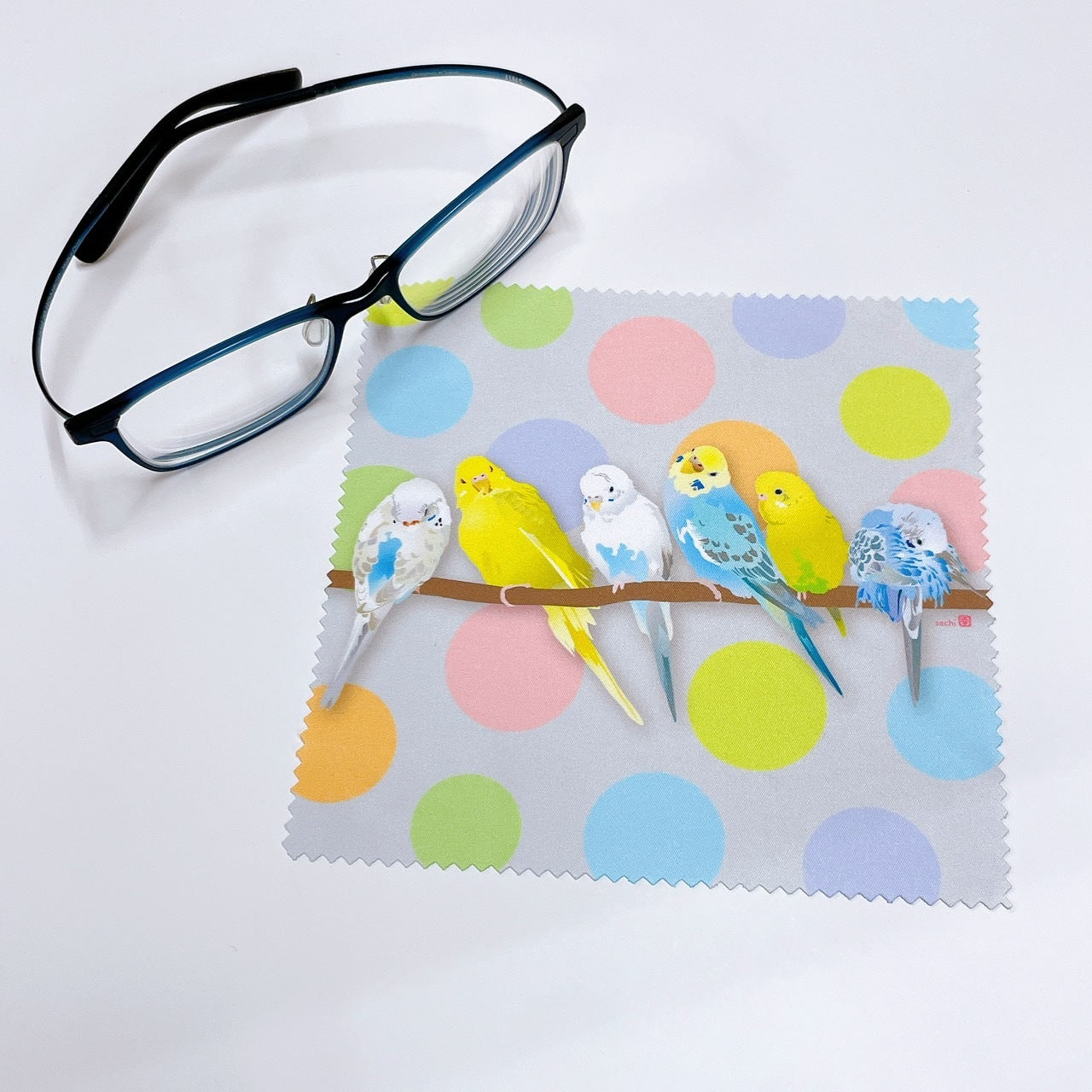 メガネ拭き　パステルカラーズ　セキセイインコ