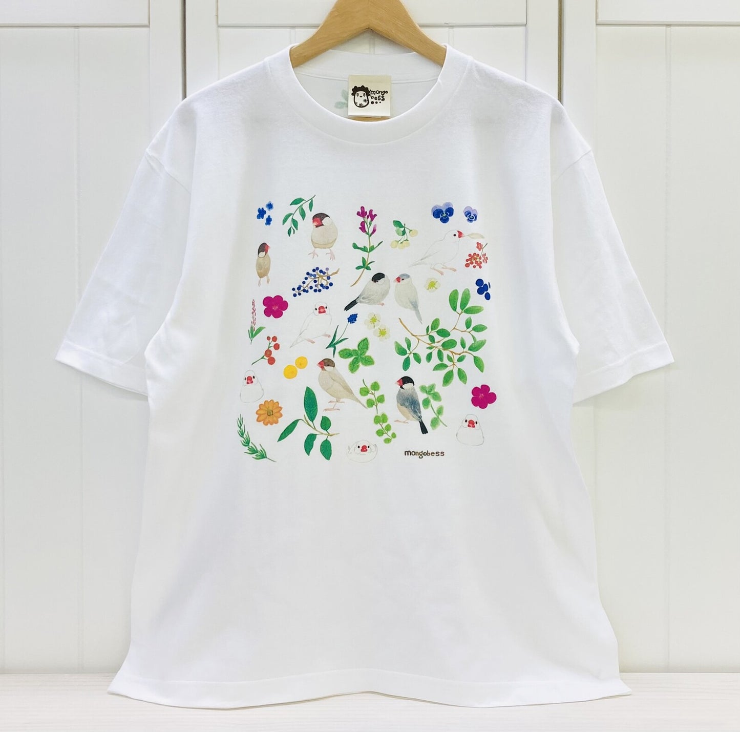 ビッグTシャツ　ボタニカルシリーズ　文鳥　受注製作　送料無料　クーポン利用不可
