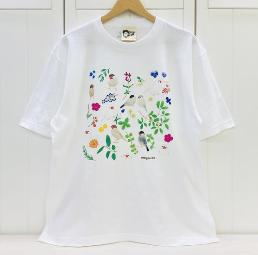 ビッグTシャツ　ボタニカルシリーズ　文鳥　受注製作　送料無料　クーポン利用不可