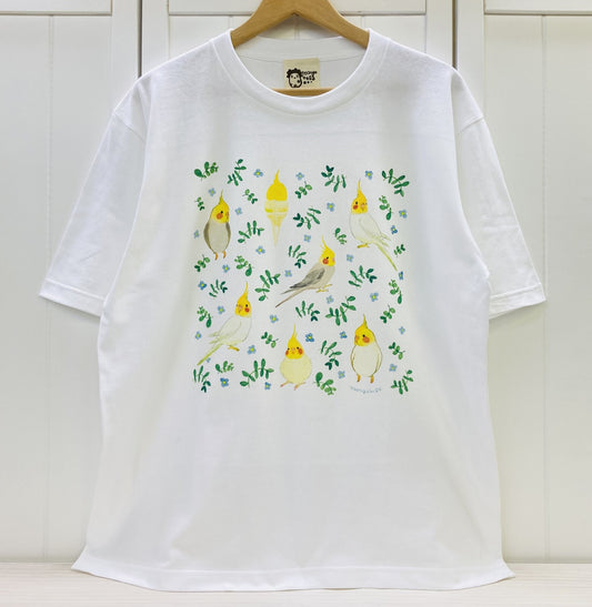 ビッグTシャツ　ボタニカルシリーズ　オカメインコ　受注製作　送料無料　クーポン利用不可