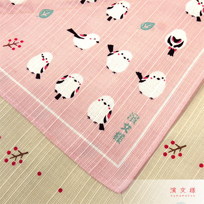 お弁当巾着 ちゃんこいシマエナガ　ピンク