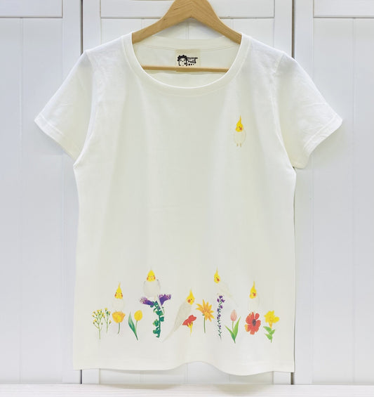 レディースTシャツ　ラウンドオカメ　オカメインコ　受注製作　送料無料　クーポン利用不可
