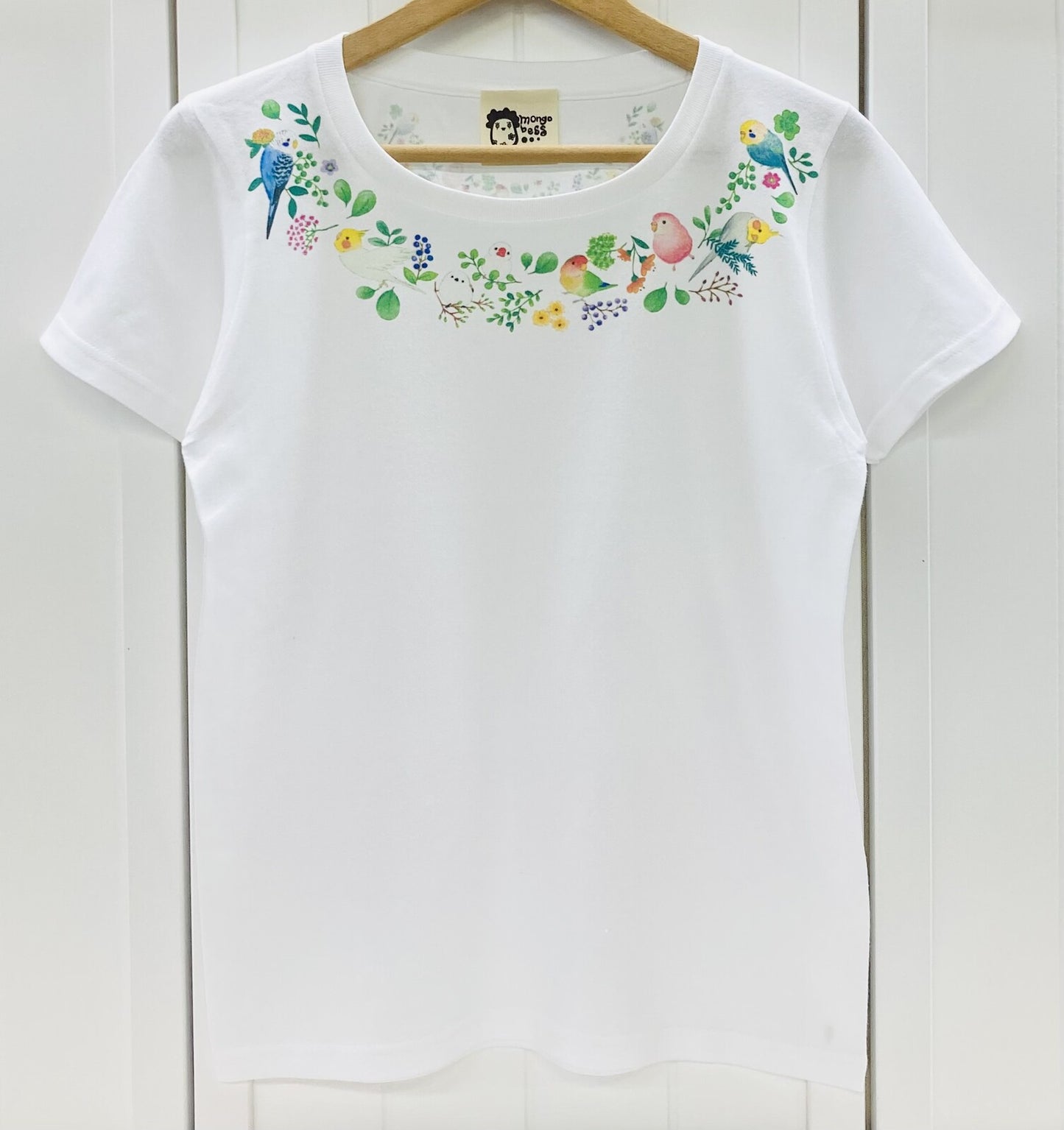 レディースTシャツ　小鳥のリース　受注製作　送料無料　クーポン利用不可