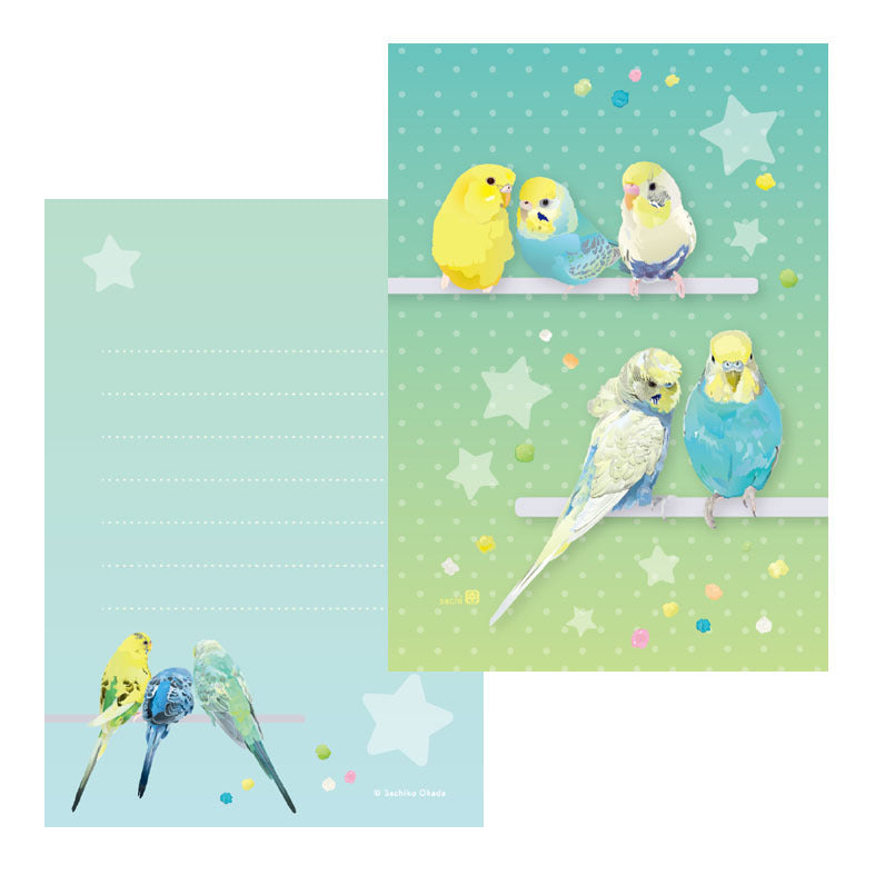 メモ帳 ミニ とりアート　にじいろいんこ　セキセイインコ