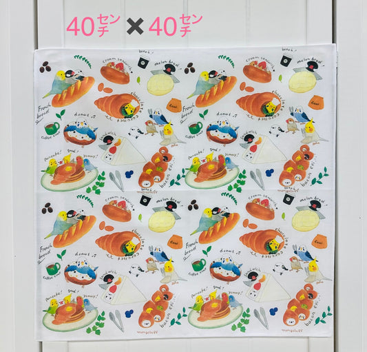 大判ハンカチ ランチクロス ことりミックスパン 40x40cm
