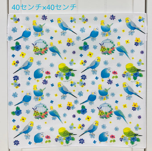 大判ハンカチ ランチクロス セキセイパラダイス 40x40cm