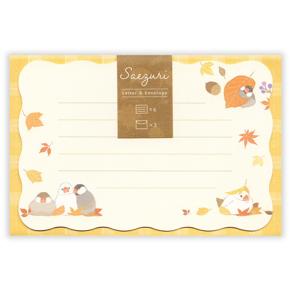 ミニレター　さえずり　秋を楽しむ文鳥