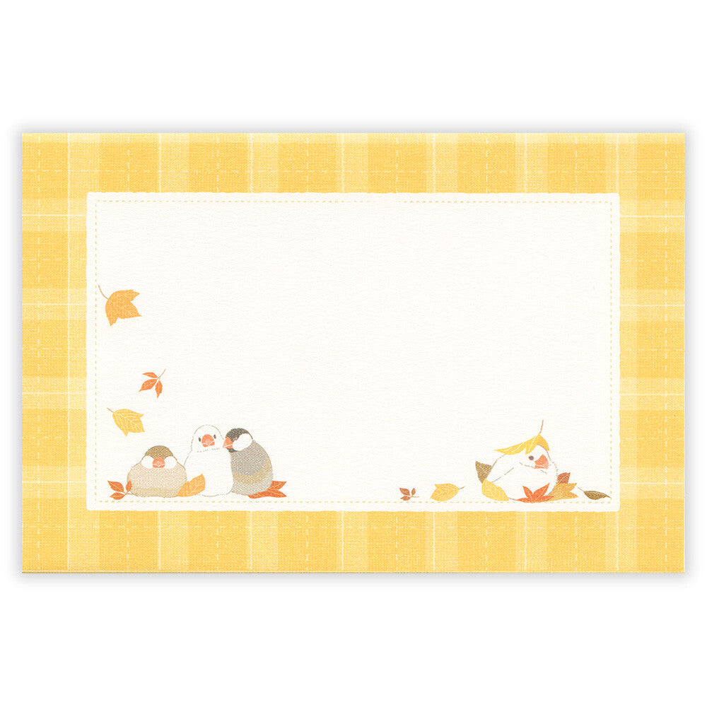 ミニレター　さえずり　秋を楽しむ文鳥