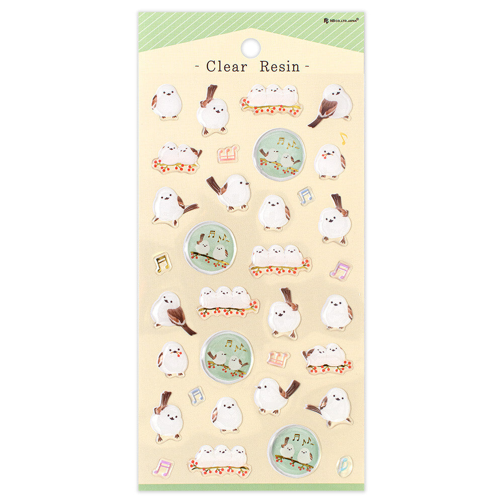 レジンシール　シマエナガ　金箔押し加工　エポキシ樹脂加工 - Sweet Birdie Boutique