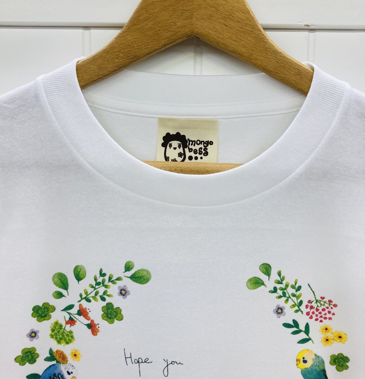ビッグTシャツ　小鳥のリース（胸リースプリント）　受注製作　送料無料　クーポン利用不可