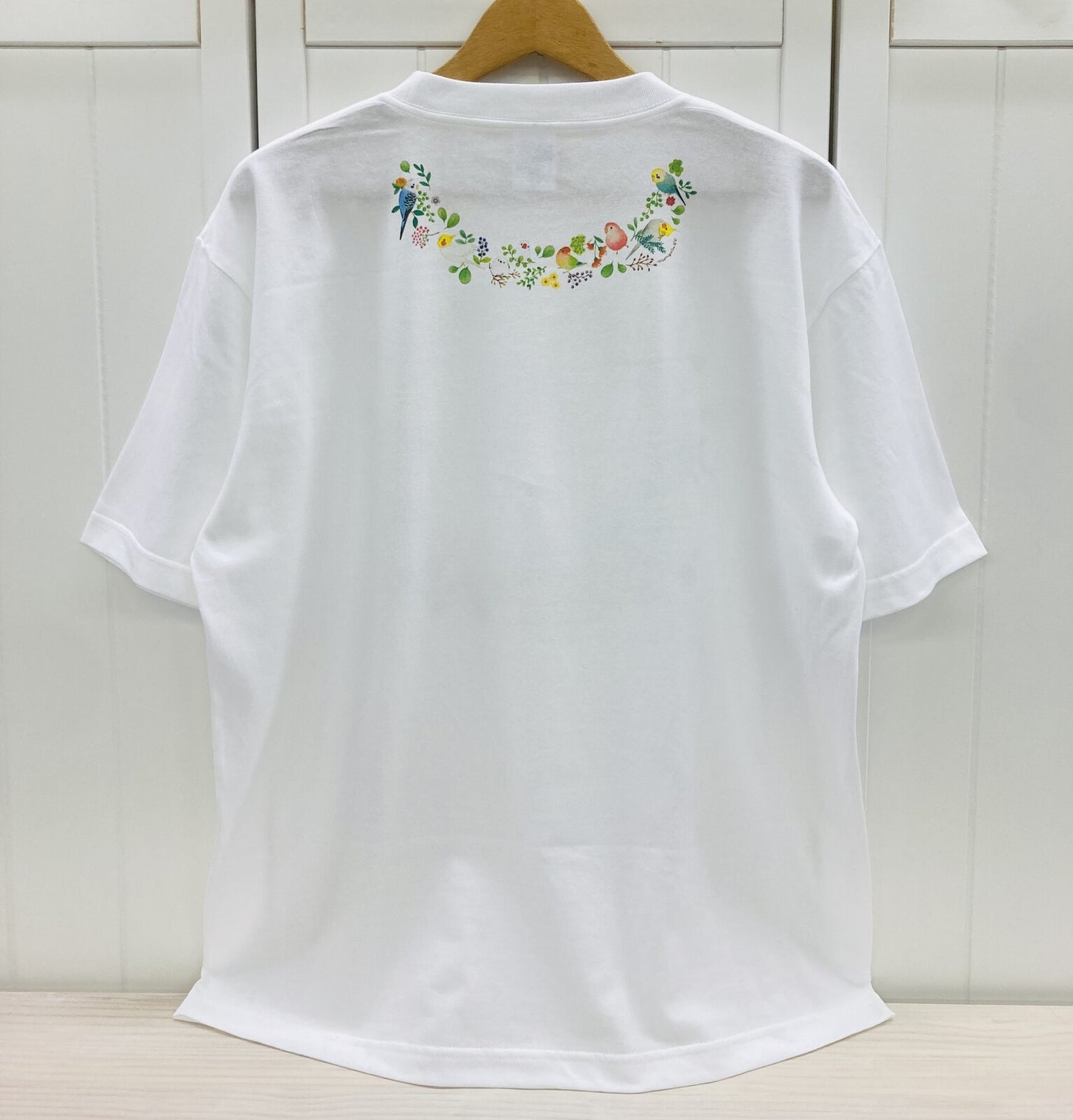 ビッグTシャツ　小鳥のリース（胸リースプリント）　受注製作　送料無料　クーポン利用不可