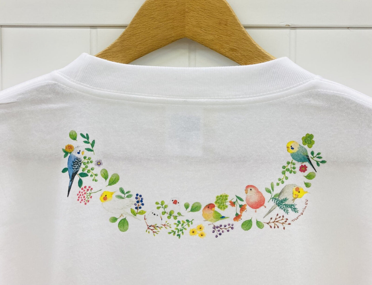 ビッグTシャツ　小鳥のリース（胸リースプリント）　受注製作　送料無料　クーポン利用不可