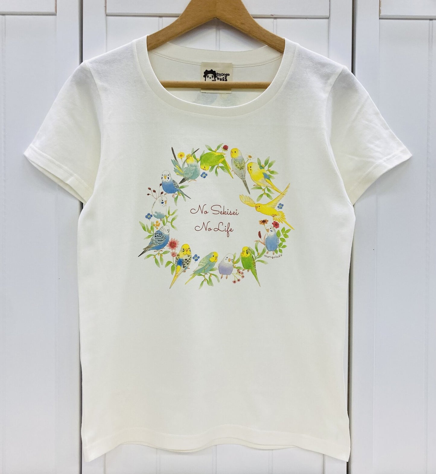 レディースTシャツ　セキセイインコだけのリース　受注製作　送料無料　クーポン利用不可