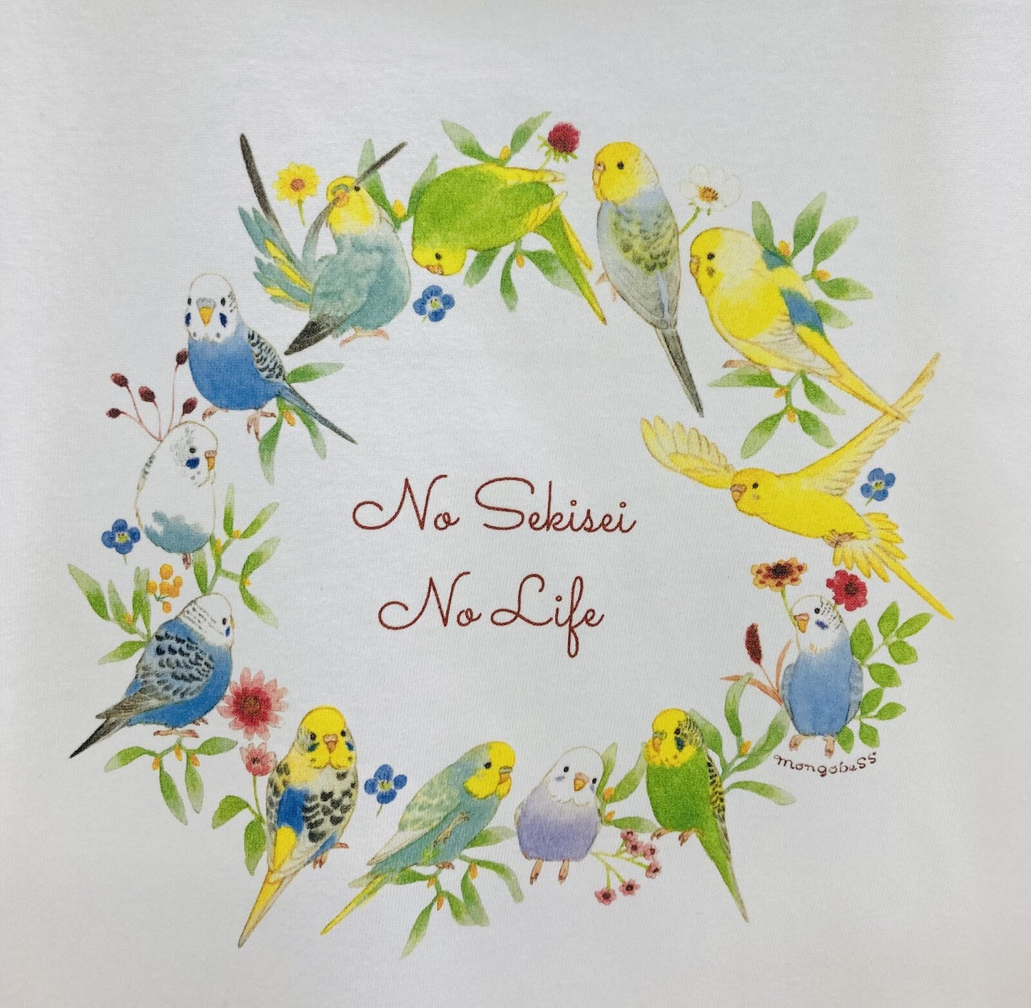 レディースTシャツ　セキセイインコだけのリース　受注製作　送料無料　クーポン利用不可