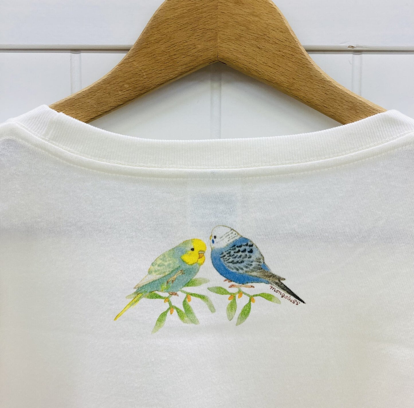 レディースTシャツ　セキセイインコだけのリース　受注製作　送料無料　クーポン利用不可