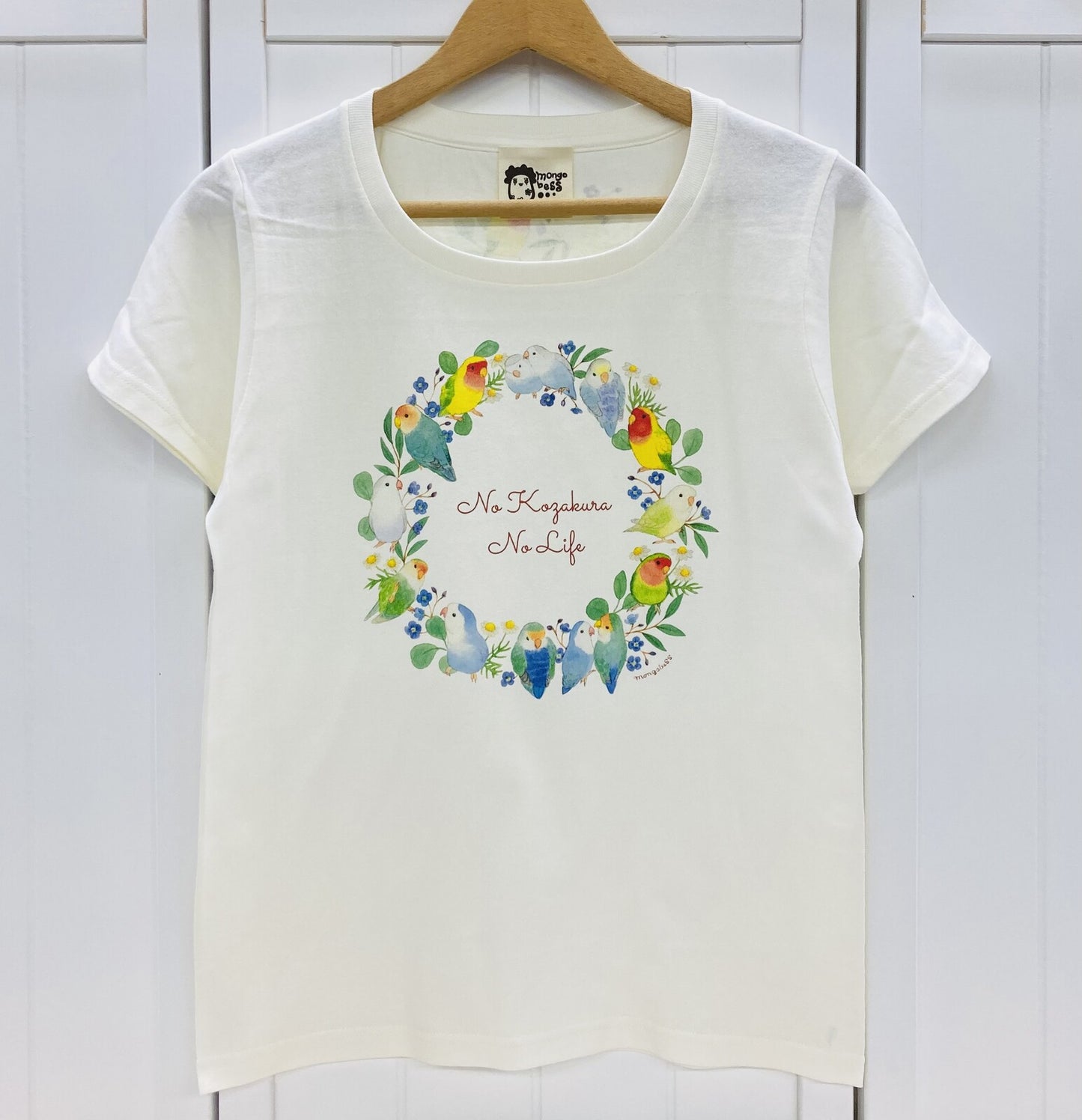 レディースTシャツ　コザクラインコだけのリース　受注製作　送料無料　クーポン利用不可