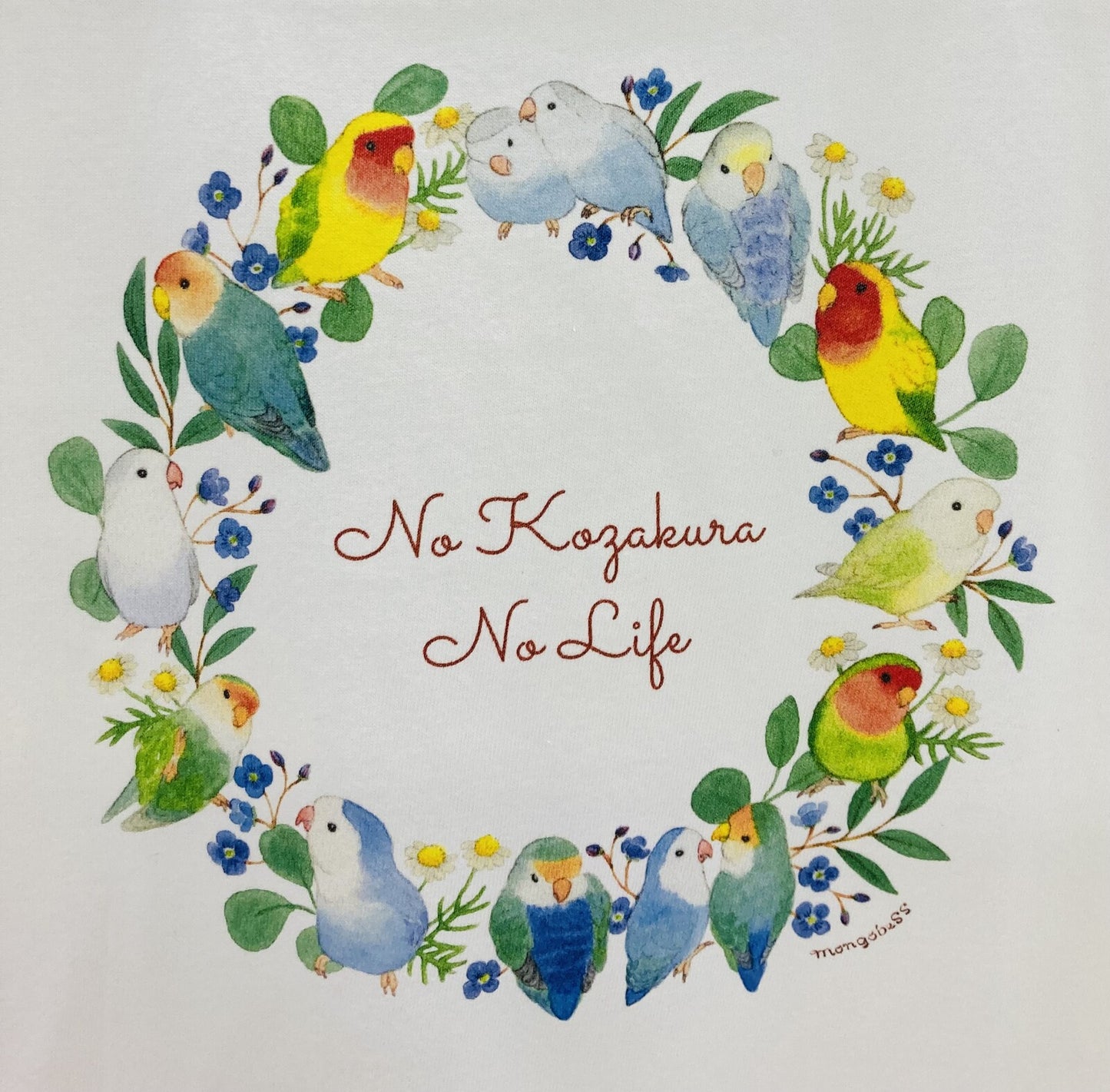 レディースTシャツ　コザクラインコだけのリース　受注製作　送料無料　クーポン利用不可
