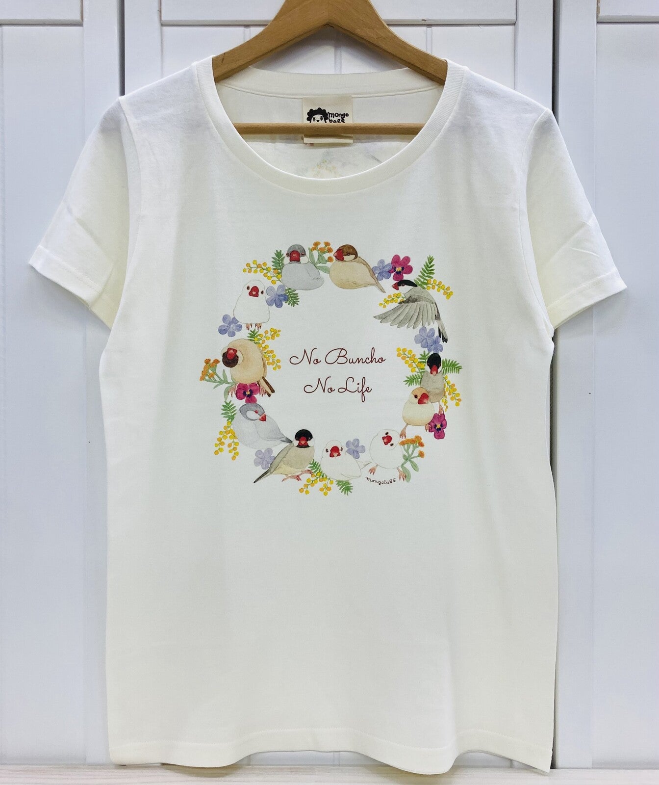 レディースTシャツ　文鳥だけのリース　受注製作　送料無料　クーポン利用不可
