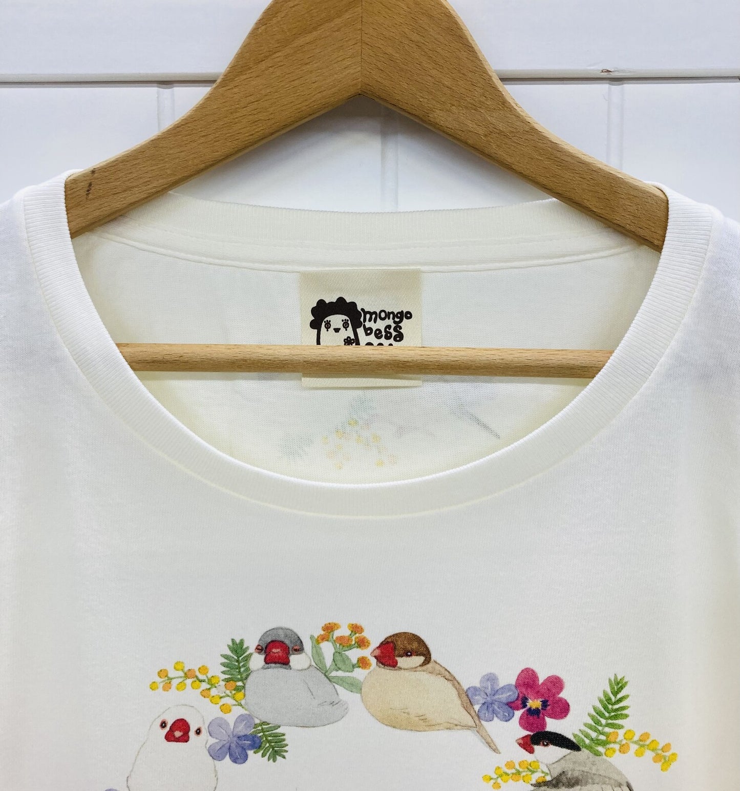 レディースTシャツ　文鳥だけのリース　受注製作　送料無料　クーポン利用不可