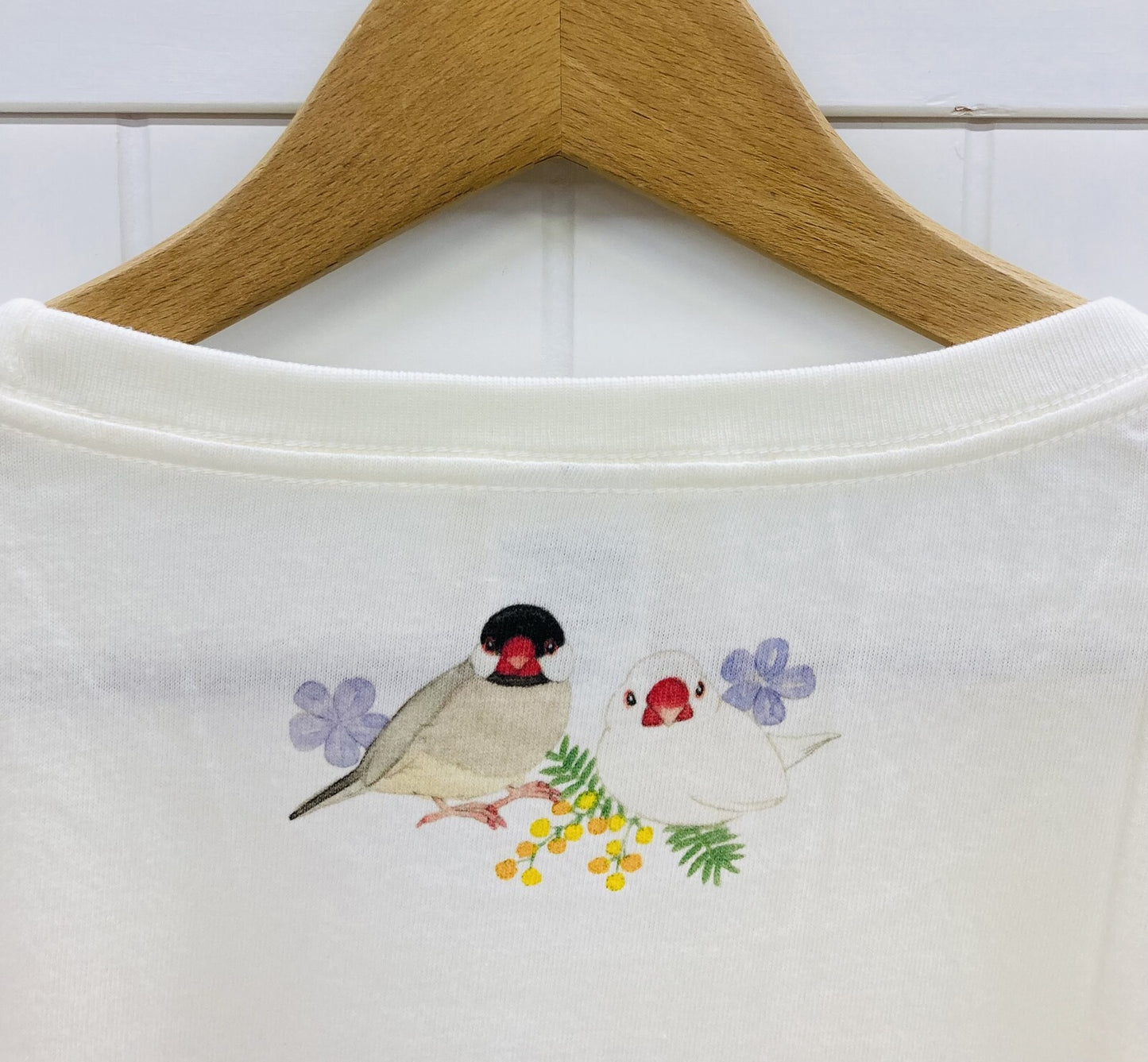 レディースTシャツ　文鳥だけのリース　受注製作　送料無料　クーポン利用不可
