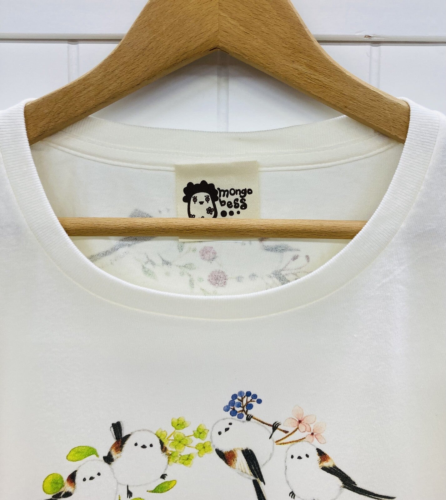 レディースTシャツ　シマエナガだけのリース　受注製作　送料無料　クーポン利用不可