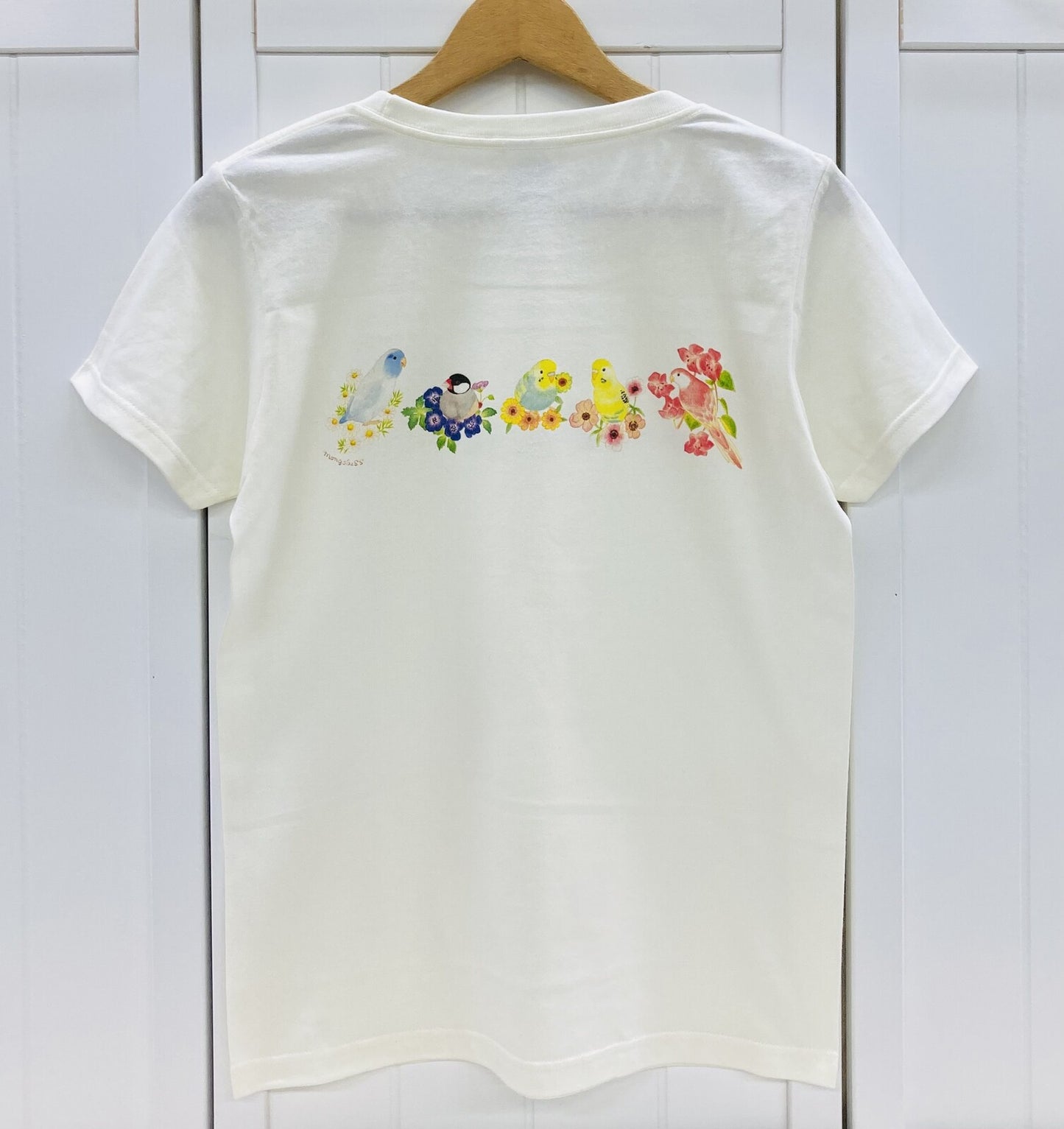 レディースTシャツ　お花とことり　受注製作　送料無料　クーポン利用不可