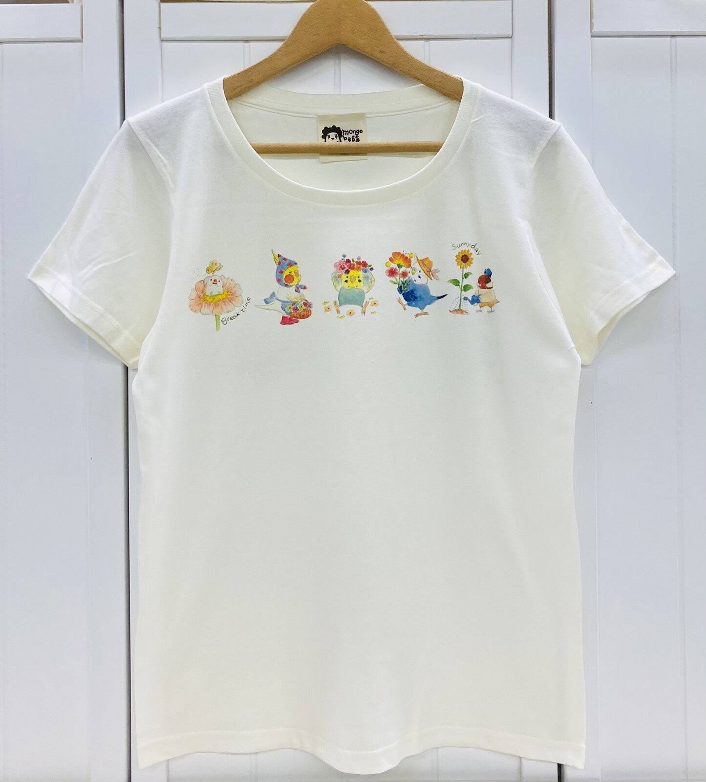 レディースTシャツ　花しずくとことり　受注製作　送料無料　クーポン利用不可