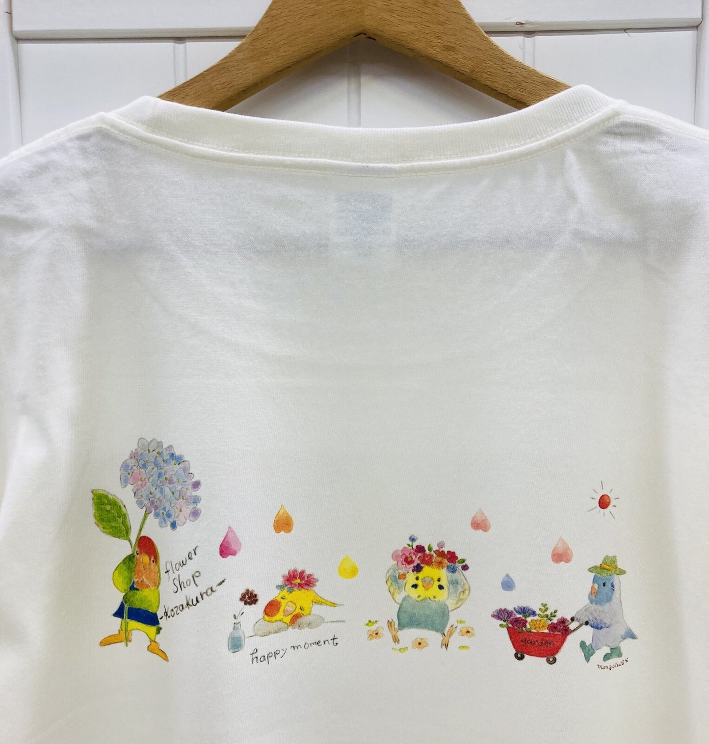 レディースTシャツ　花しずくとことり　受注製作　送料無料　クーポン利用不可