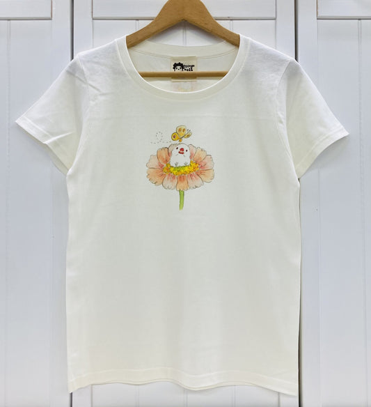 レディースTシャツ　親ゆび白文鳥姫　受注製作　送料無料　クーポン利用不可