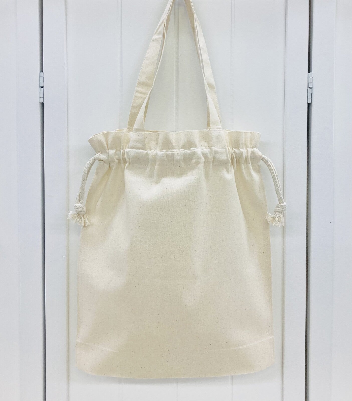 巾着トートバッグ　エコバッグ　小鳥のリース　5オンス　